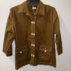 K KASHEL brown vintage Button Down Shirt  unisex  size m. Rare and awesome find